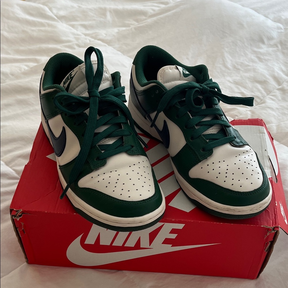 Nike Dunk Low Green and Navy Shoes
